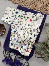 Traditional Charm Purple Khadi Cotton Saree + Tailored Blouse